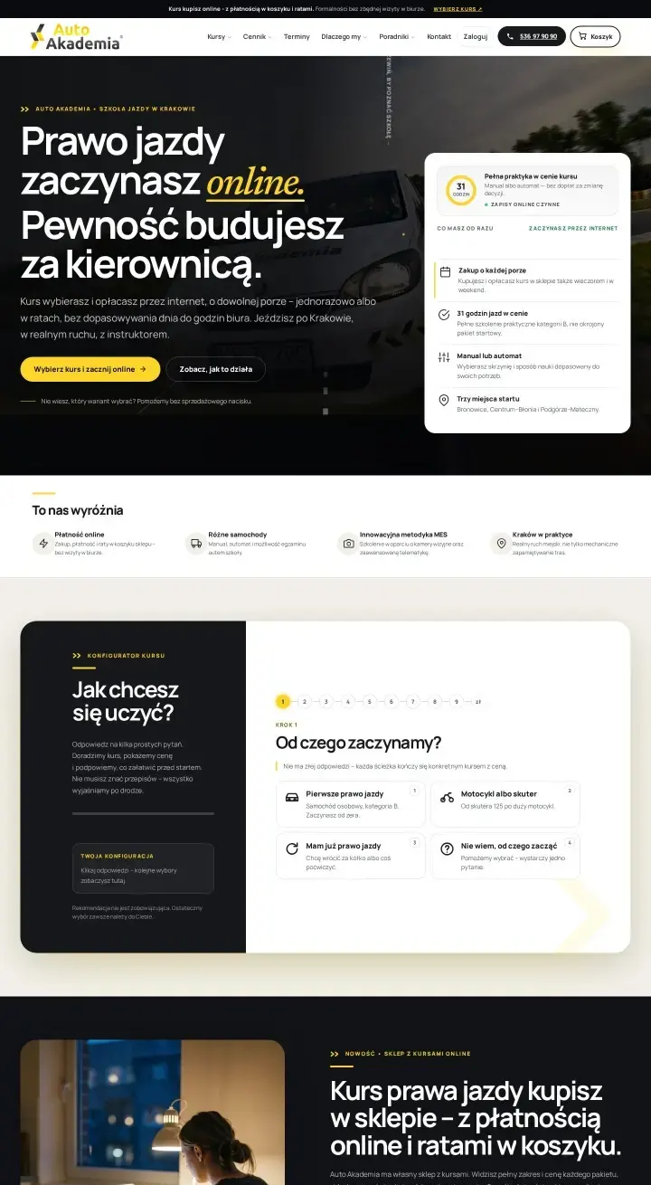 Podgląd strony głównej szkoły jazdy Auto Akademia (autoakademia.pl)